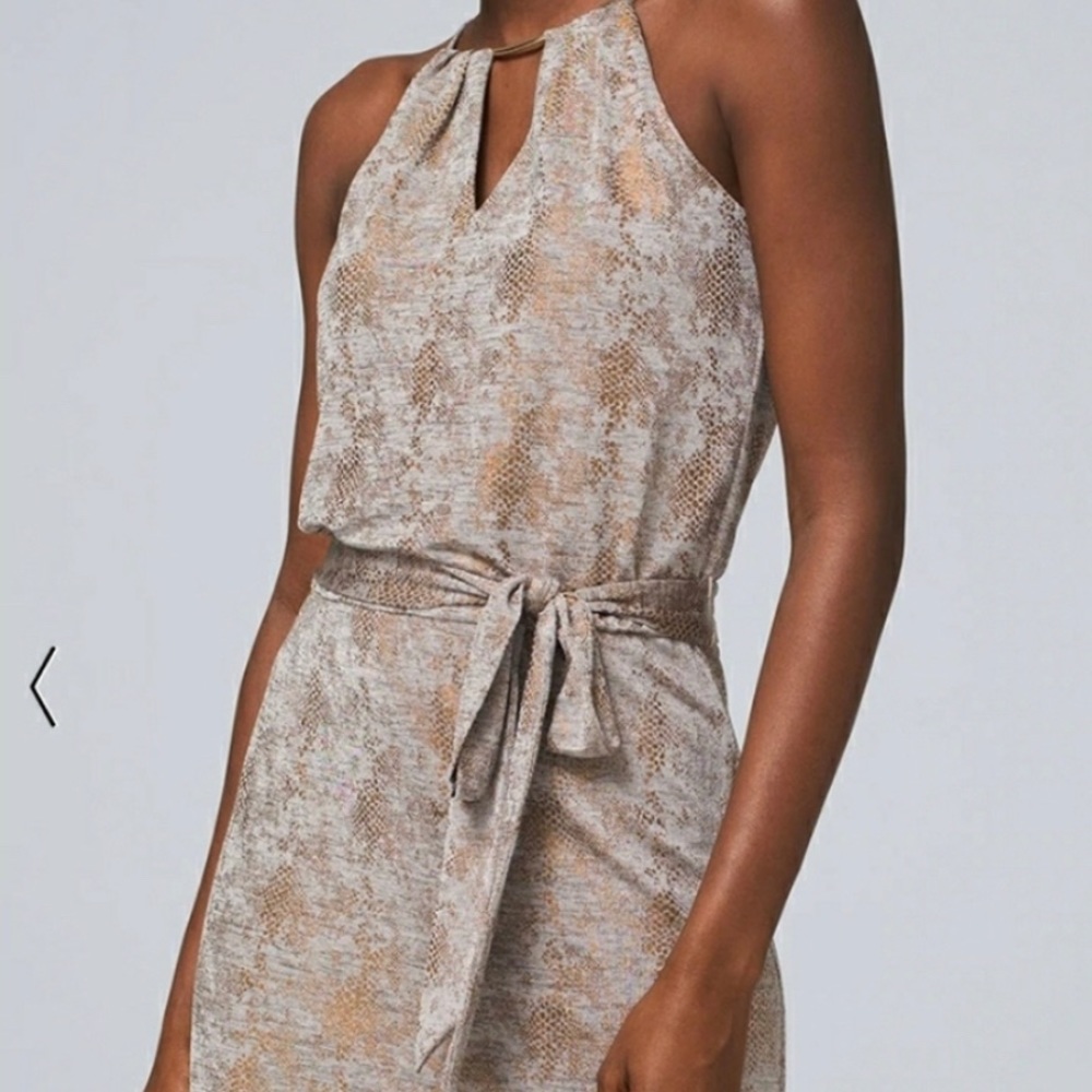 White House Black Market gold shake print sleeveless dress. NWOT
